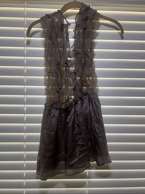 Victoria secrets Sheer Ruffle Lace Back Sleeveless Silk Top — Dusty Lavender S